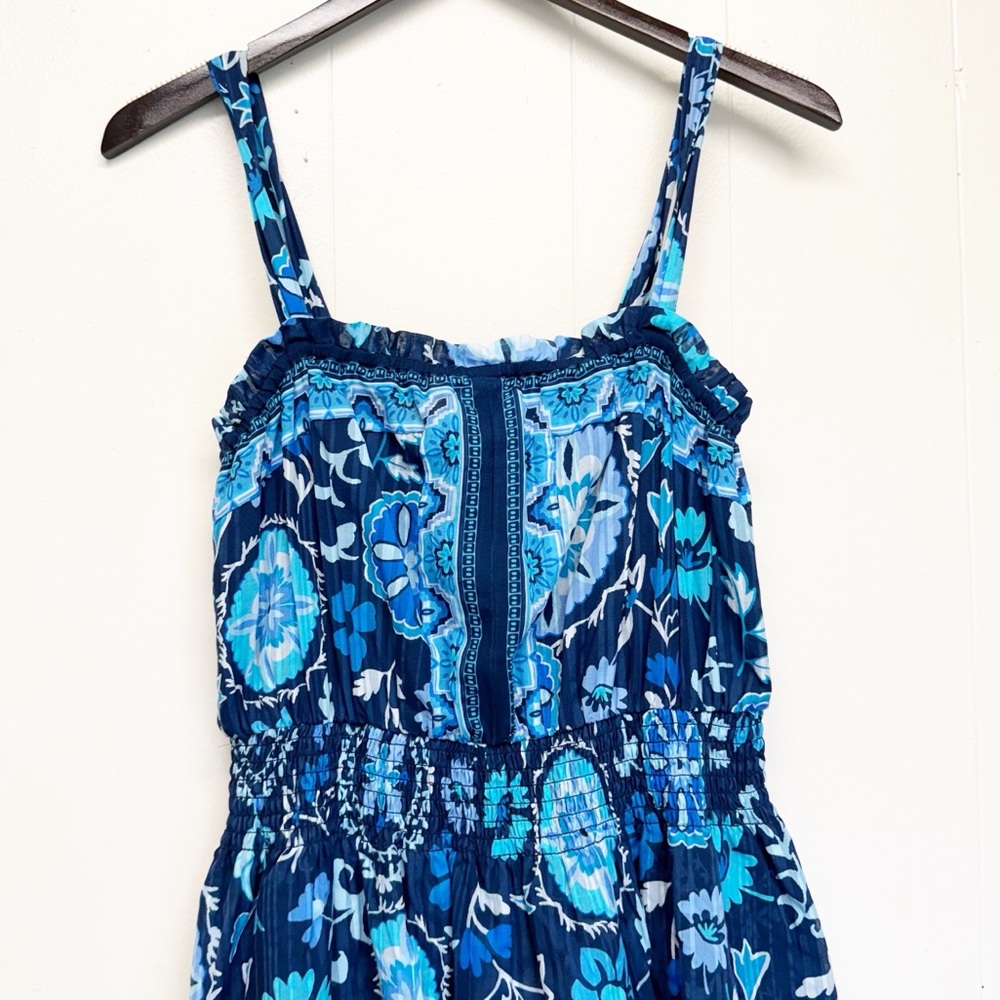 NWT RAMY BROOK Alicia Mixed Print Cotton Blend Mini Dress Blue Small - Picture 7 of 13